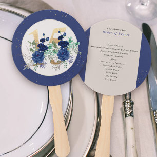 Royal Blue Rose Quinceanera Fächer