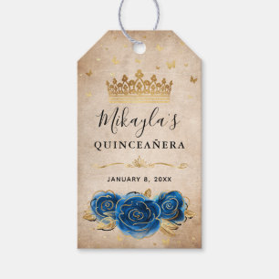 Royal Blue Rose und Gold Krone Dankeschön Geschenk Geschenkanhänger