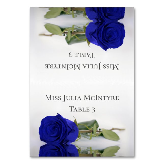 Royal Blue Rose Wedding DIY Fold Platzkarte Tischnummer (Vorderseite)