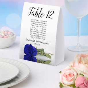 Royal Blue Rose Wedding Tischnummer Seating Chart Tischaufsteller
