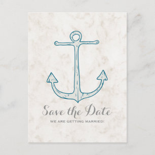 Royal Blue Rustic Anchor Save the Date Postcard Ankündigungspostkarte