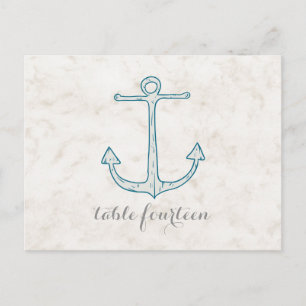 Royal Blue Rustic Anchor Tischnummer Postcard