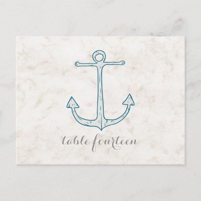 Royal Blue Rustic Anchor Tischnummer Postcard (Vorderseite)