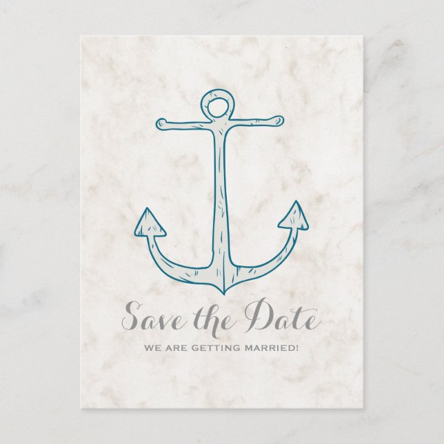 Royal Blue Rustic Ancre Enregistrer la date Carte  (Devant)