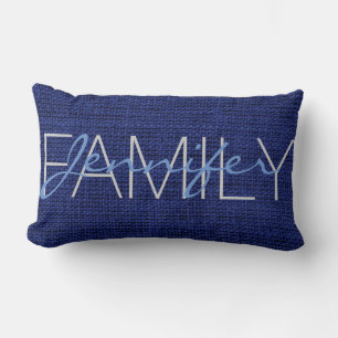 Royal blue Rustic Burlap Monogram Lendenkissen