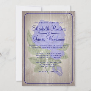 Royal Blue Rustic Floral Wedding Einladungen