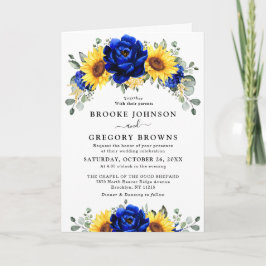 Royal Blue Rustic Sonnenblume Moderne Blumenhochze Einladung