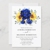 Royal Blue Rustic Sonnenblume Moderne Blumenhochze