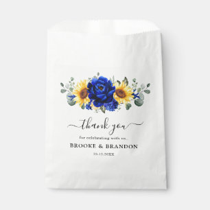 Royal Blue Rustic Sonnenblume Moderne Blumenhochze Geschenktütchen