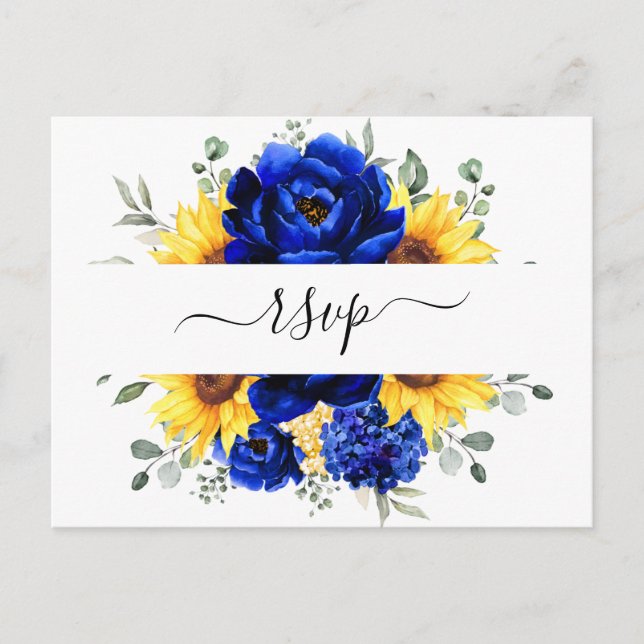 Royal Blue Rustic Sonnenblume Moderne UAWG Postkarte (Vorderseite)