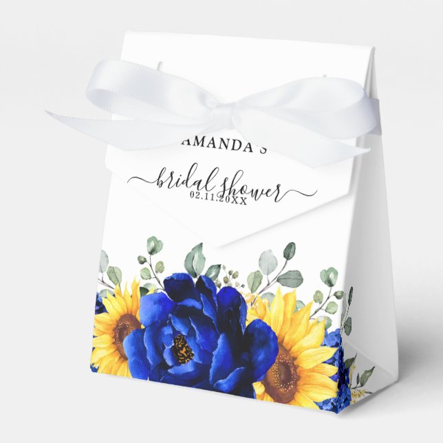 Royal Blue Rustic Sonnenblume Modernes Brautparty Geschenkschachtel (Vorderseite)