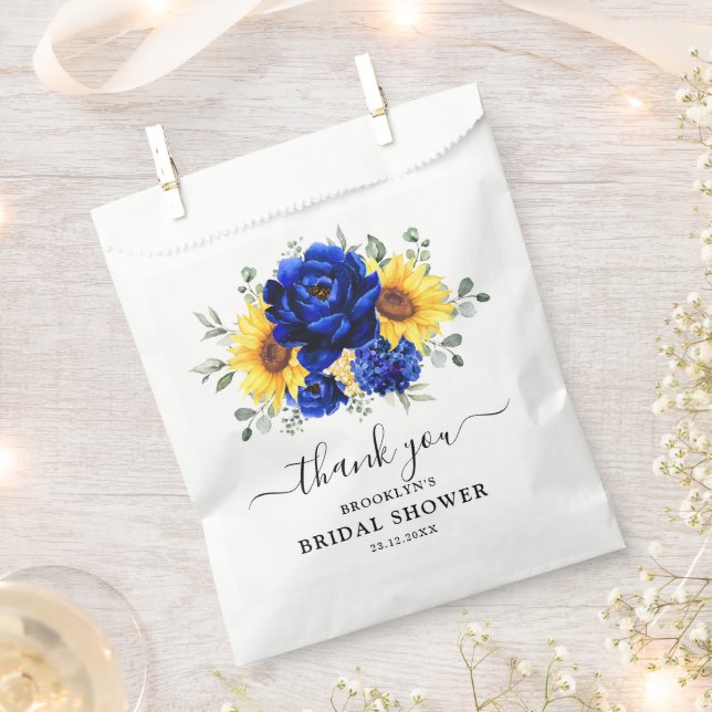 Royal Blue Rustic Sonnenblume Modernes Brautparty Geschenktütchen (Ausgeschnitten)