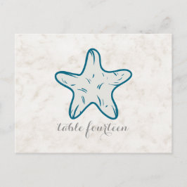 Royal Blue Rustic Starfish Tischnummer Postcard