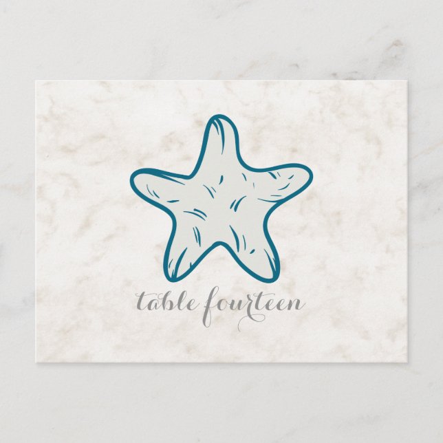 Royal Blue Rustic Starfish Tischnummer Postcard (Vorderseite)