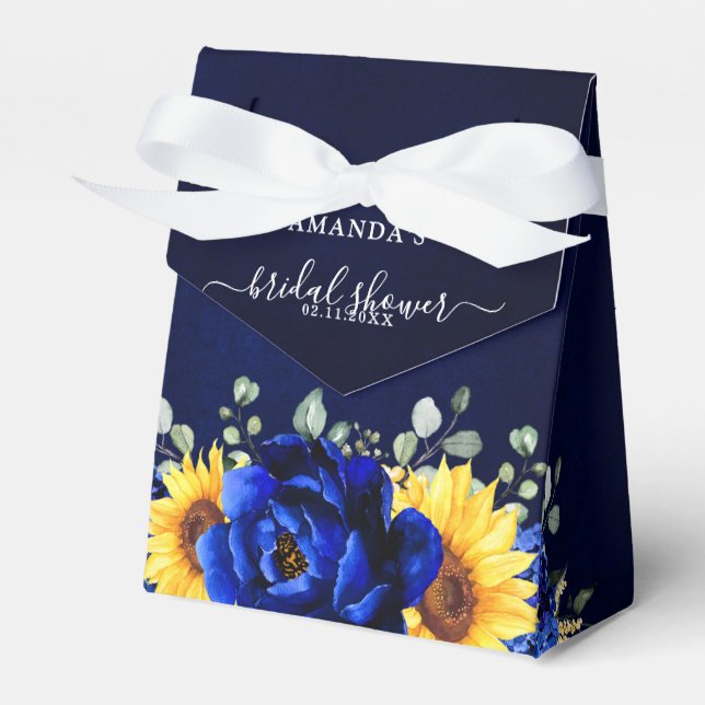 Royal Blue Rustic Sunflower Modern Brautparty F Geschenkschachtel (Vorderseite)