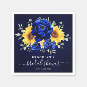 Royal Blue Rustic Sunflower Modern Brautparty N Serviette
