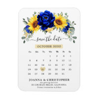 Royal Blue Rustic Sunflower Modern Save the Date