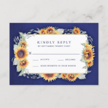 Royal Blue Rustic Wedding RSVP Cards
