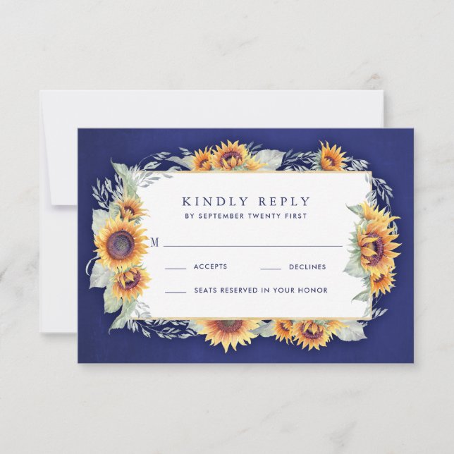 Royal Blue Rustic Wedding RSVP Cards Karte (Vorderseite)