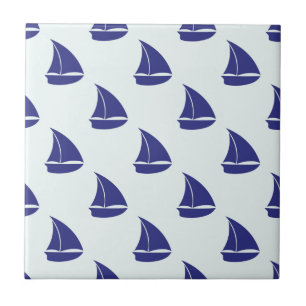 Royal Blue Sailboat Patches Fliese