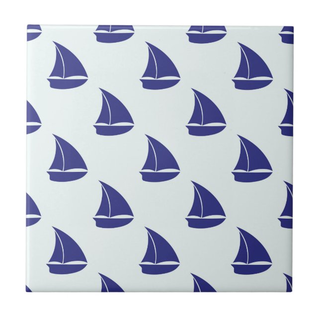 Royal Blue Sailboat Patches Fliese (Vorderseite)