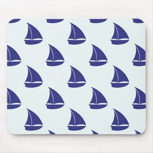 Royal Blue Sailboat Patches Mousepad (Vorne)