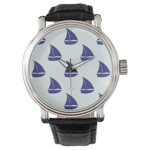 Royal Blue Sailboat Pattern Armbanduhr