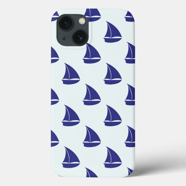 Royal Blue Sailboat Pattern Case-Mate iPhone Hülle (Rückseite)