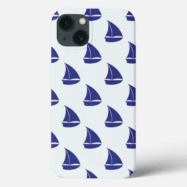 Royal Blue Sailboat Pattern Case-Mate iPhone Hülle (Rückseite)