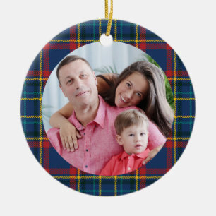 Royal Blue Scottish Tartan, rot & andere Streifen Keramik Ornament