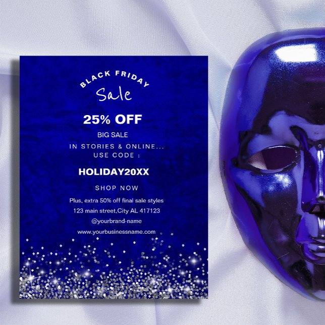 Royal Blue Scratch Holiday Sale Werbeaktion Flyer (Get ready to save big this Black Friday with our bold royal blue scratch sale flyer #zazzlemade#faux)