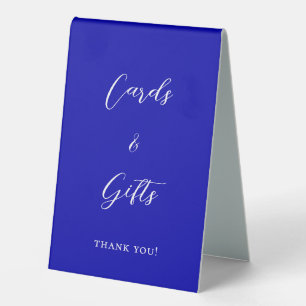 Royal Blue-Script-Karten-Geschenkzeichen Tischaufsteller