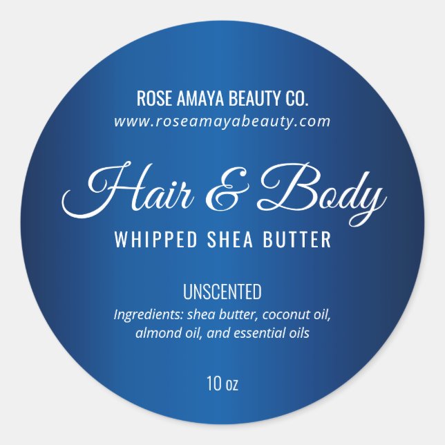 Royal Blue Shea Butter Wellness-Center Beauty Prod Runder Aufkleber (Vorderseite)