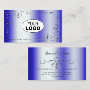 Royal Blue Shimmering Verziert Corner Border mit L Visitenkarte
