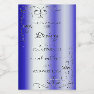 Royal Blue Shimmery Produit Étiquettes Argent Orna