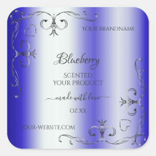 Royal Blue Shimmery Produit Étiquettes Argent Orna