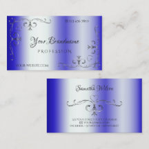 Royal Blue Shimmery Silver Verziert Corner Border
