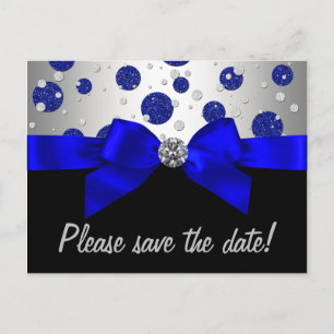Royal Blue Silver Ankündigungspostkarte