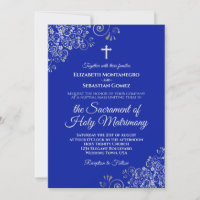 Royal Blue & Silver Chic Moderne katholische Hochz
