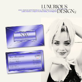 Royal Blue Silver Decke mit Monogram und Logo Visitenkarte