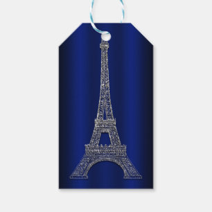 Royal Blue Silver Eiffel Tower Paris Gastgeschenk  Geschenkanhänger