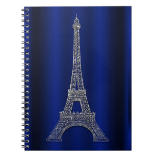 Royal Blue & Silver Eiffel Tower Paris Modern Glam Notizblock