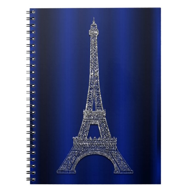 Royal Blue & Silver Eiffel Tower Paris Modern Glam Notizblock (Vorderseite)