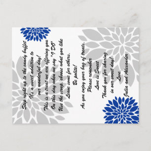 Royal Blue Silver Floral Burst Candy Buffet Cards Postkarte