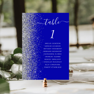 Royal Blue Silver Glitzer Wedding Tischnummer