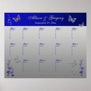 Royal Blue, Silver Gray Table Plakat