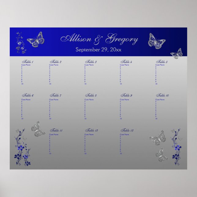 Royal Blue, Silver Gray Table Plakat (Vorne)