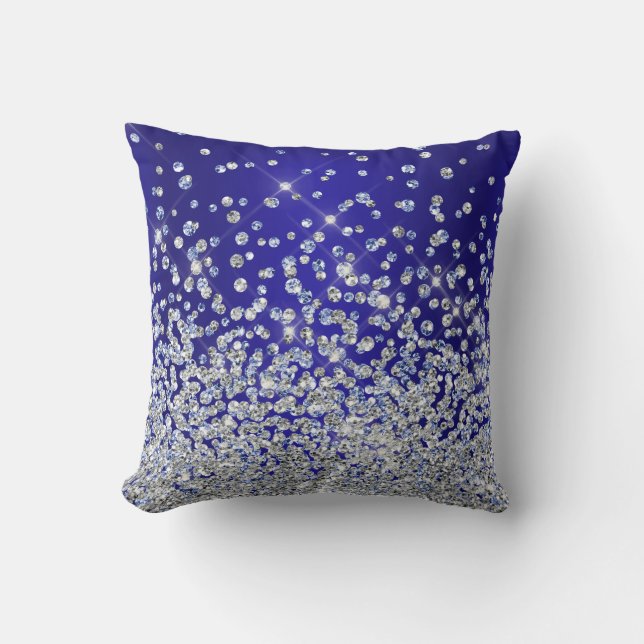 Royal Blue Silver Jolie Étincelle MoJo Coussin (Recto)