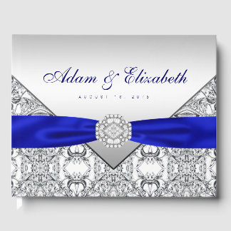 Royal Blue Silver Mariage livre d'hôtes