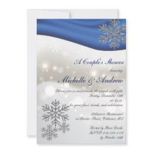 Royal Blue Silver Snowflakes Couple Dusche